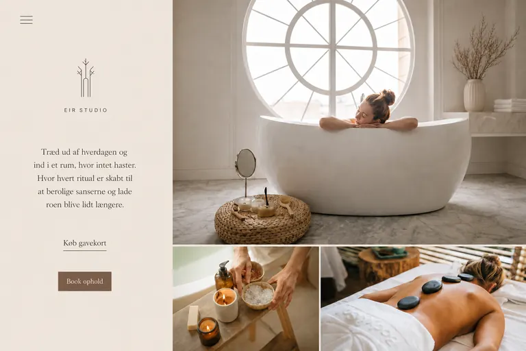 Designkoncept til wellness-studioet EIR Studio